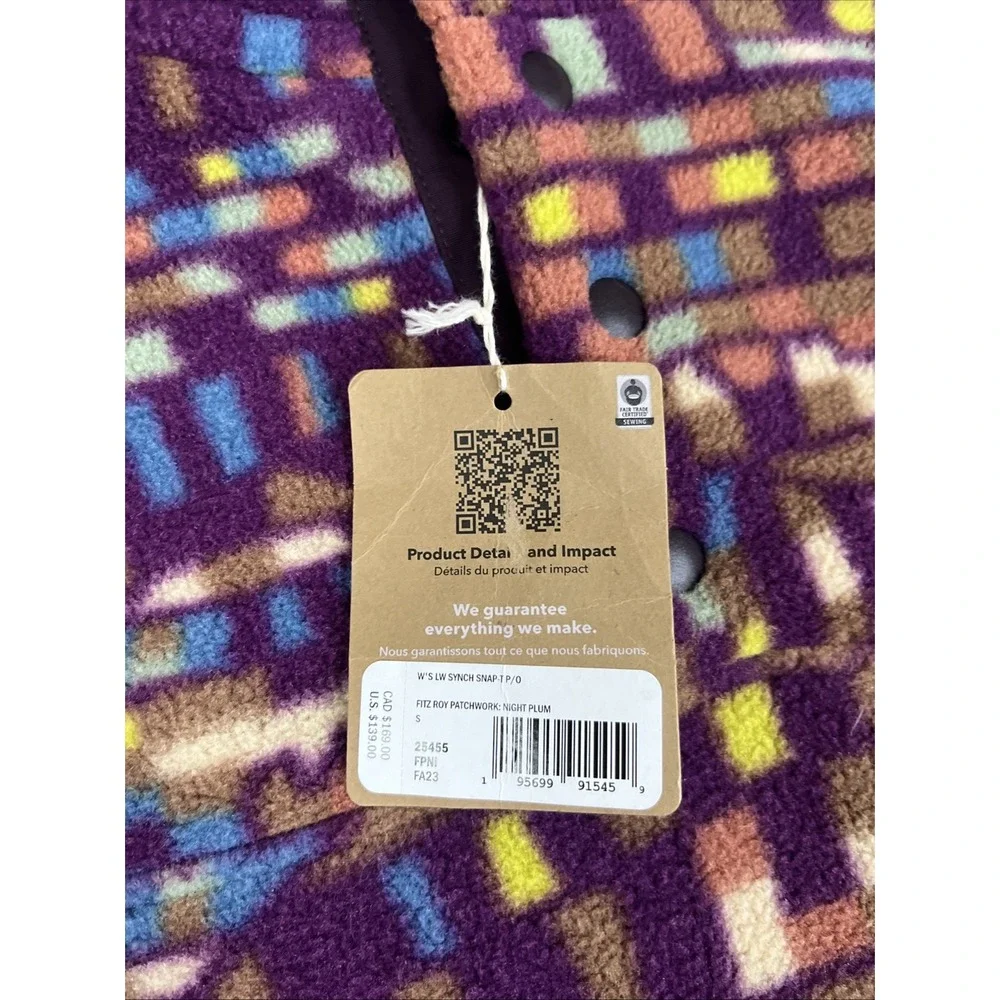 Patagonia Synchilla Snap-T Night Plum Patchwork Fleece Pullover 25455 Small